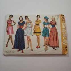 9164 SIMPLICITY 1970 PEASANT DRESS 2 LENGTHS, SCARF PATTERN 14 36" 